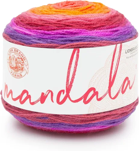 Lion Brand Yarn, Mandala DK - Ovillo ligero para tejer, ganchillo y manualidades, Andorian, 1 paquete, fibra acrílica auto-rayada para mantas de