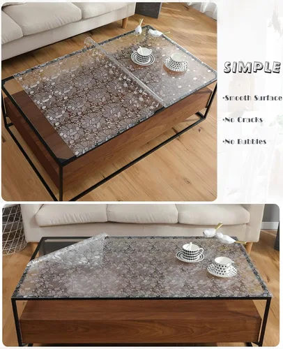 Vista 3 de Protector de Mesa de Plástico Transparente - Alfombrilla Protectora de Vidrio para Escritorio - Mantel Transparente - 19x32 Pulgadas - 1.5mm