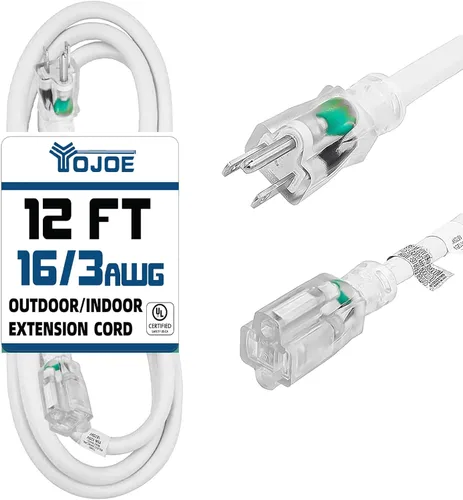 Vista 22 de YOJOE Cable de extensión para interiores y exteriores, calibre 16, SJTW, resistente, 15 pies, color verde, 3 clavijas 13A, resistente a