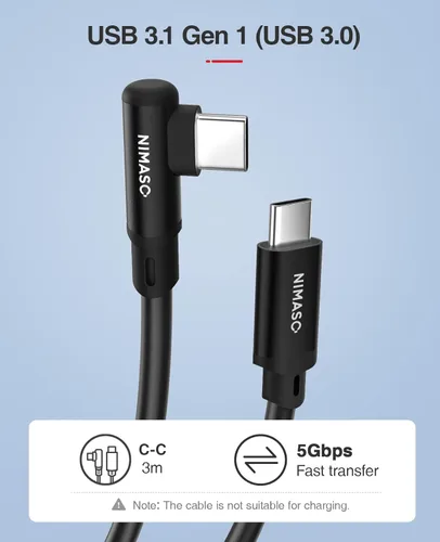 Vista 2 de NIMASO USB 3.0 Link Cable 10ft, Compatible with MetaOculus Quest 2 Quest1, High Speed PC Data Transfer USB C to USB C Cable for VR Headset and