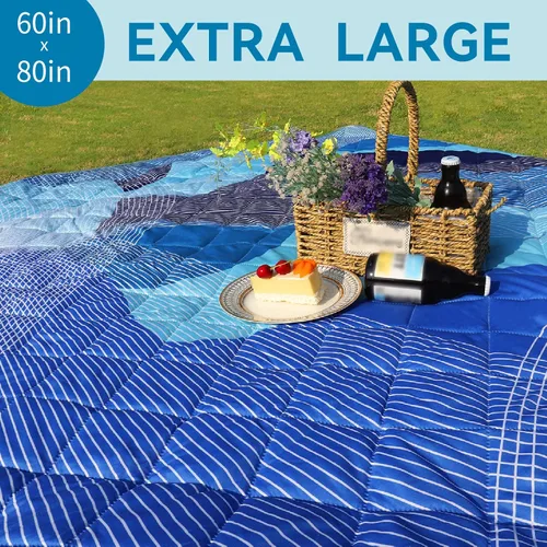 Vista 3 de Whale Flotilla Mantas de picnic impermeables extragrandes de 60 x 80 pulgadas, manta plegable y ligera para exteriores, para campamento, senderismo