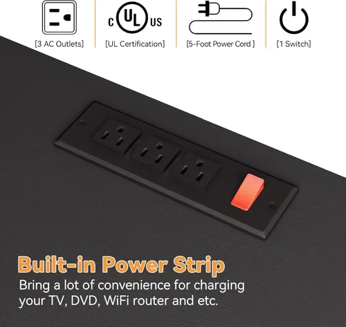 Vista 4 de Jojoka Cómoda ancha con 10 cajones grandes para soporte de TV de 55 pulgadas de largo con centro de entretenimiento de toma de corriente, cajón