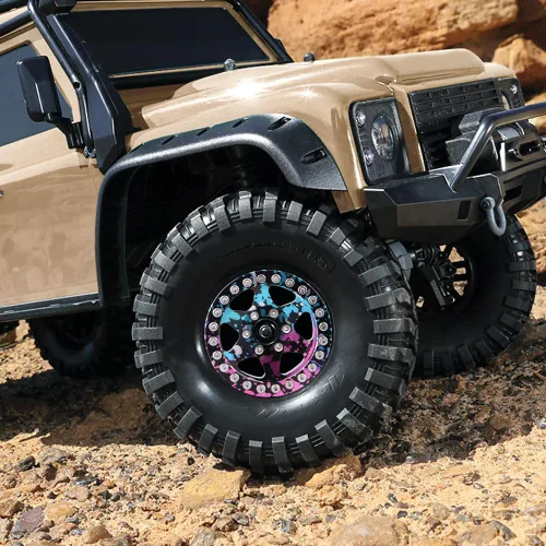 Vista 7 de GLOBACT Ruedas de aluminio 1.9 Beadlock Splash Anodizing Offset -0.413 in RC Wheel Hub para AXIAL SCX10 TRX4 TRX6 REDCAT GEN7 GEN8 RC4WD D90 Gmade