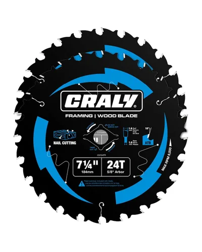 Vista 12 de CRALY Hoja de sierra circular de 6-1/2 pulgadas y 24 dientes para corte de madera, eje de 5/8 pulgadas, punta de carburo, corte fino, Black Ice™