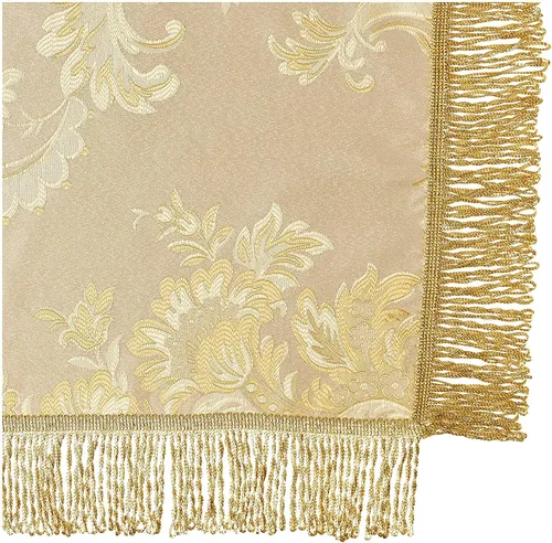 Vista 2 de Violet Linen Majestic Damask - Mantel con diseño de damasco, color beige, 54 x 72 pulgadas, rectangular