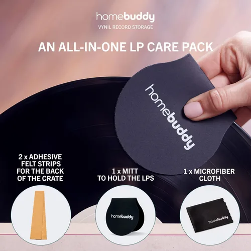 Vista 5 de HomeBuddy Almacenamiento de discos de vinilo, 2 soportes para tocadiscos para álbumes, cajas de discos de madera para vinilo, capacidad para hasta