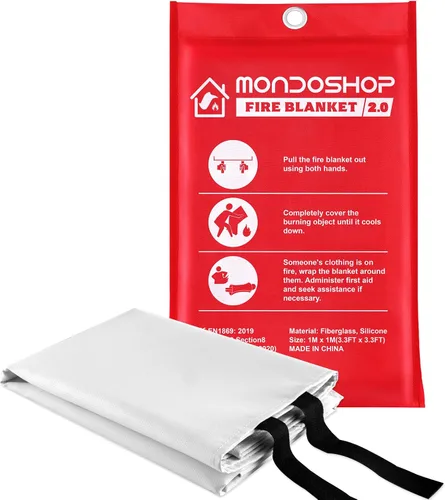 Mondoshop Manta Ignífuga de Silicona para el Hogar - 40"x40" Mantas de Emergencia contra Incendios para Cocina, Mantas Ignífugas para Automóvil,