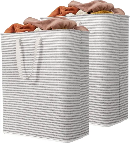 Vista 24 de Lifewit Paquete de 2 Cestas de Ropa Grandes Plegables, Cestas de Lavandería Independientes Impermeables con Asas de Fácil Transporte para Cuarto