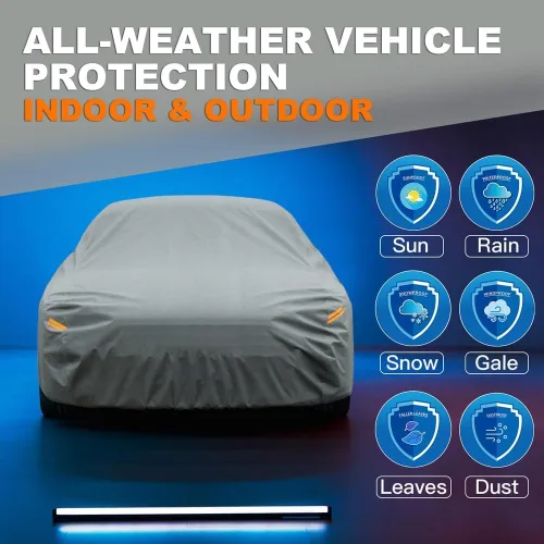 Vista 5 de Kayme - Funda de coche resistente impermeable para todo tipo de clima, cubiertas completas para exteriores, protección contra rayos UV, lluvia