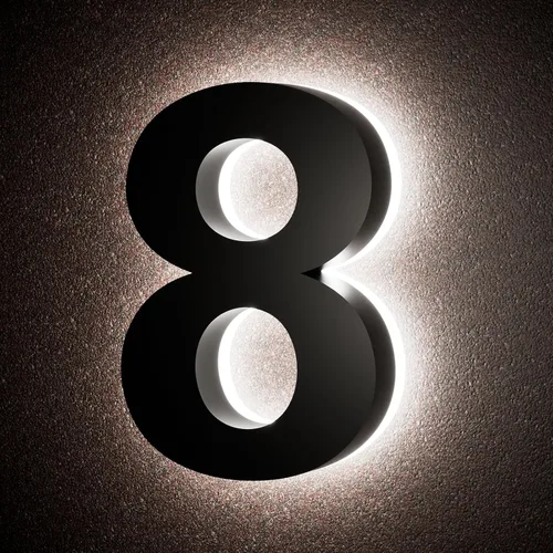 Vista 33 de Números de casa retroiluminados de 5 pulgadas para exteriores, acero inoxidable, número de dirección de casa iluminado con LED, letreros