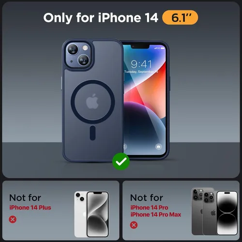 Vista 82 de Miracase - Funda magnética para iPhone 13 de 6.1 pulgadas (compatible con MagSafe) (con 2 protectores de pantalla), protección de grado militar