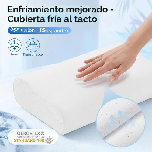 Vista 3 de Elviros Almohada cervical de la cama de la almohada del cuello de la espuma Blanco