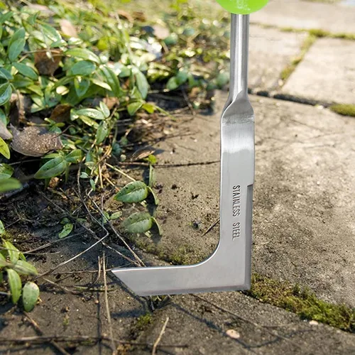 Vista 6 de Jiozermi Herramienta de extracción de malezas de mano, herramienta de acero inoxidable en forma de L para jardín, herramienta de desbrozadora
