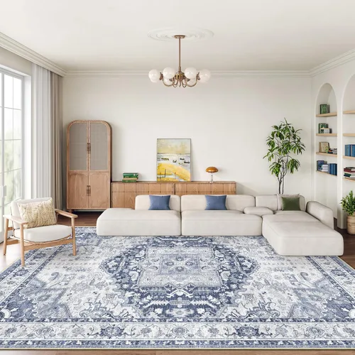 Vista 41 de Alfombra de 3 x 5 pies con parte trasera antideslizante, resistente a las manchas, lavable para sala de estar, dormitorio y comedor, alfombra