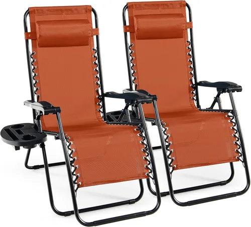 Vista 22 de Tangkula Zero Gravity - Silla plegable para patio, reclinable, ajustable, con soporte para tazas, reposabrazos anchos para patio, jardín, piscina