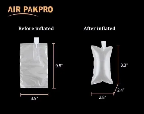 Vista 2 de Paquete de 100 unidades, bomba de mano gratis AIR PAKPRO de 3.9 x 9.8 pulgadas, bolsas inflables de plástico transparente para embalaje de aire