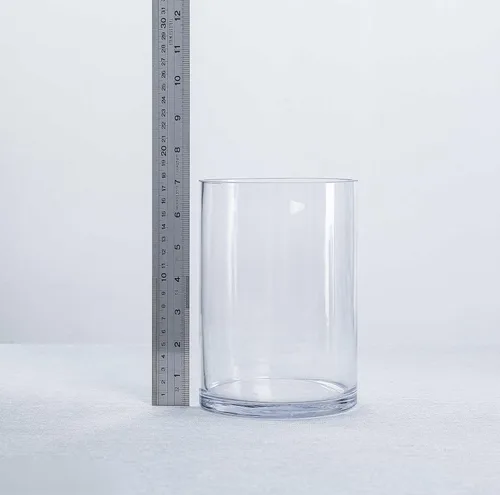 Vista 5 de CYS EXCEL Jarrón cilíndrico de vidrio (A: 7" D: 5") Múltiples opciones de tamaño Jarrones de vidrio para flores como centros de mesa Jarrón