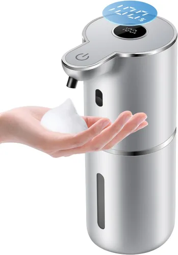 Vista 8 de Dispensador automático de jabón espumoso de 12.8 onzas, recargable y 6 niveles de espuma ajustable con pantalla digital, montaje en pared