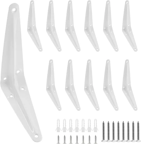 Soportes de estante blancos, 4 x 3 pulgadas, 12 piezas