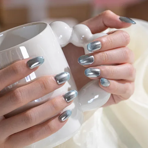 Vista 10 de Sun&Beam Nails Uñas postizas a presión hechas a mano, medianas y largas, almendra, ovalada, rosa y blanca, punta falsa, diseño 3D, lindos con caja