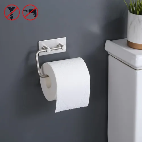 Vista 4 de KES - Soporte autoadhesivo para papel higiénico, acero inoxidable, níquel cepillado 304 Premium Stainless Steel, Rustproof, Fits Most Roll Sizes