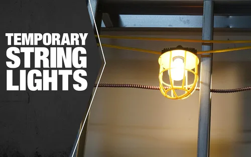 Vista 2 de Southwire Cadena de luces temporales 7145SW; 14/2 SJTW; estándar de 15 amperios; protector de plástico; sin enchufe y conector; 100 pies; amarillo