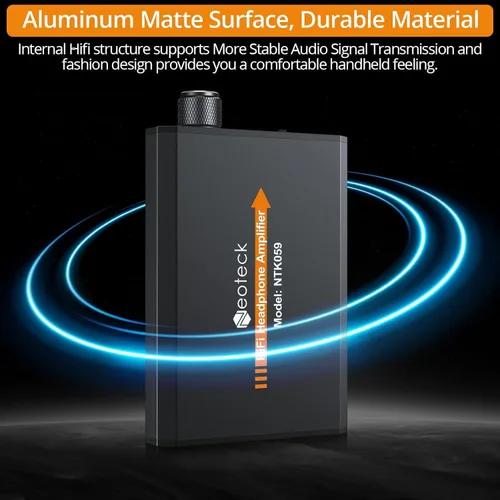 Vista 6 de Neoteck Amplificador Portátil de Auriculares de 3.5mm con Interruptor de Ganancia de Dos Etapas, 16-300 Ohm, Superficie Mate de Aluminio
