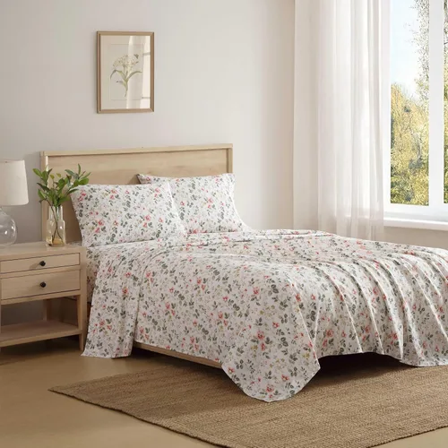 Vista 50 de Laura Ashley - Juego de sábanas individual, ropa de cama de percal de algodón fresca y suave con bolsillos profundos, ligera para comodidad durante