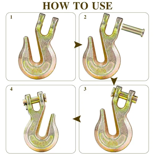 Vista 6 de Zonon 10 Pack 5/16'' Chain Hook, Clevis Hook Grade 70 Forged Steel Tow Hook Clevis Grab Hooks for 5/16 Inch Grade 70 Chain for Trailer Truck