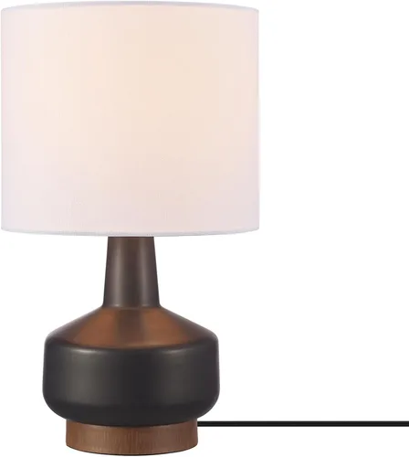 Vista 11 de GLOBE Electric 65922 - Lámpara de mesa de 20 pulgadas, acabado de hormigón acanalado, pantalla de lino blanco