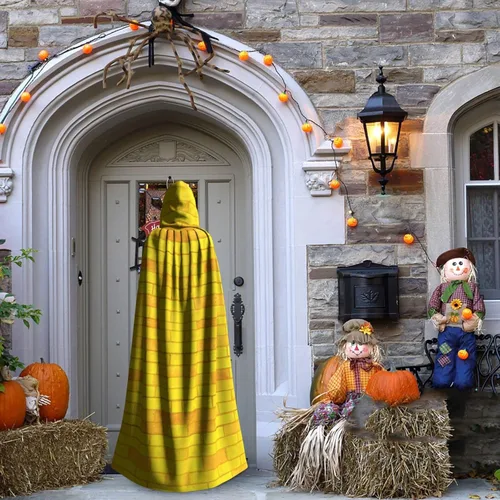 Vista 3 de Brick Road of Yellow - Capa con capucha para Halloween, disfraz de bruja para fiesta de vacaciones, cosplay (unisex)