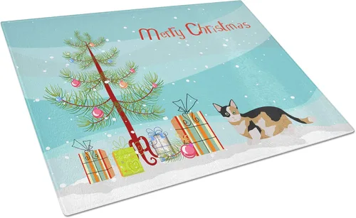 Vista 126 de Caroline's Treasures CK4739LCB Abyssinian Cat Merry Christmas Glass Cutting Board Large Decorative Tempered Glass Kitchen Cutting and Serving Board