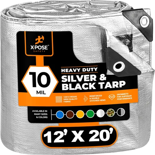 Vista 64 de Lona de Polietileno de Servicio Pesado - 5' X 7' - 10 Mil de Grosor Impermeable, Cubierta Protectora Bloqueadora de UV - Reversible Verde y Negro