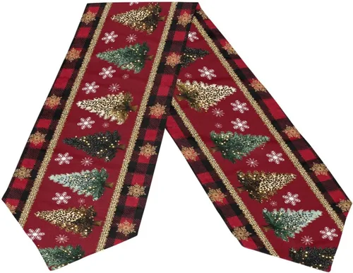 Vista 8 de MNSRUU Table Runner, Christmas Christmas Tree Snowflake Dining Coffee Table Runner for Wedding Farmhouse Home Kitchen Décor, 70 Inches Long