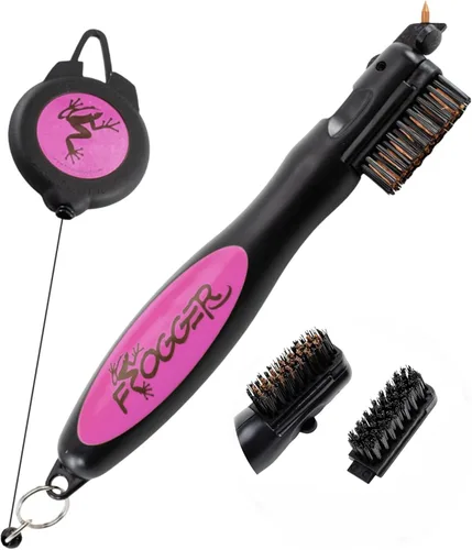Vista 12 de Frogger BrushPro - Limpiador de palos de golf con agarre ergonómico y cable retráctil de 2.5 pies, cepillo resistente para palos de golf y limpiador