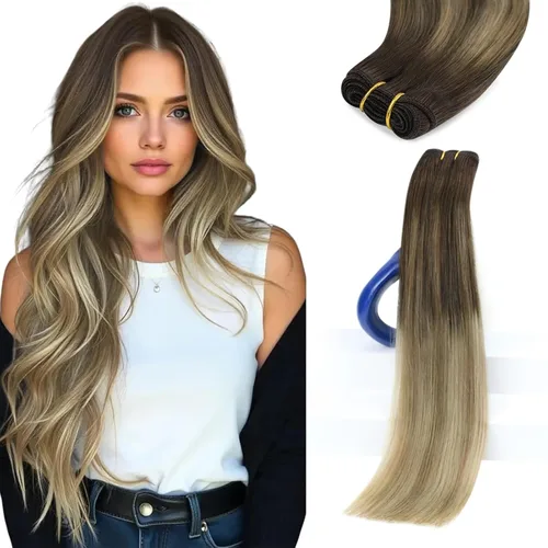 Vista 27 de Sunny Hair Extensiones de Cabello para Coser de Cabello Humano Real Negro Extensiones de Cabello en Trama para Mujeres Cabello Real Extensiones