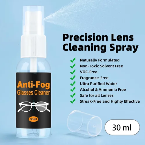 Vista 5 de Kit Limpiador de Gafas Ordilend con Spray Anti Niebla de 24H para Gafas y Paño de Microfibra, Herramienta Portátil de Limpieza de Lentes para Lentes