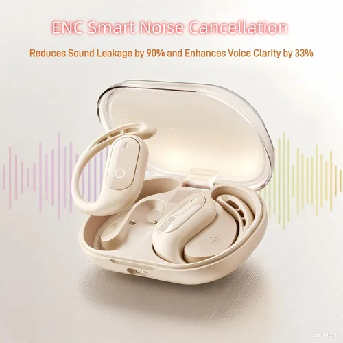 Vista 5 de Auriculares inalámbricos, Bluetooth impermeables para deportes, correr con micrófonos ENC con cancelación de ruido, graves profundos sobre la oreja