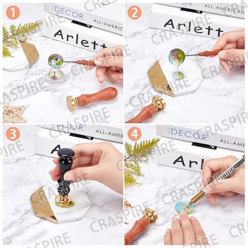 Vista 6 de CRASPIRE Sello de cera de tortuga, nudo celta, vintage, sello retro, 1.181 in, cabeza de sello de latón extraíble con mango de madera