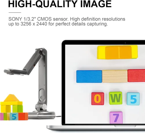 Vista 3 de JOYUSING V500S - Cámara de documentos de 8MP para profesores, visualizador USB para tamaño A3, luz LED, enfoque automático, OCR para Windows