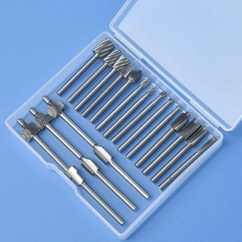 Vista 8 de Wood Carving Bits Engraving Router Bit, 20pcs HSS Different Rotary Burr Set with 1/8"(3mm) Shank for Rotary Tools for DIY Woodworking, Carving