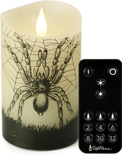 Vista 16 de Velas navideñas sin llama con control remoto, 3 x 5 pulgadas, funciona con pilas, parpadeante con mecha 3D, pilar de cera real, vela de Papá Noel