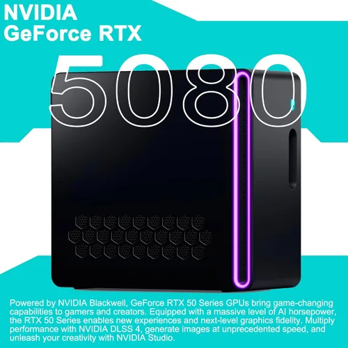Vista 5 de Dell Alienware Aurora ACT1250 Gaming AI Desktop Intel 20-core Ultra 7 265F 32GB RAM 2TB SSD GeForce RTX 5080 16GB GDDR7 (hasta 1801 AI Tops)