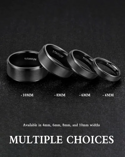 Vista 3 de TIGRADE 4mm 6mm 8mm 10mm Titanium Rings BlackSilverGold Wedding Band Matte Comfort Fit for Men Women Size 3-15