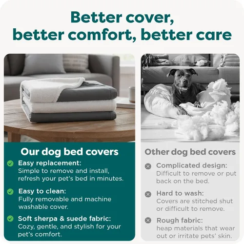 Vista 7 de Cama Furhaven de sherpa y gamuza acogedora - Funda de repuesto para cama de perro, color gris, 44 pulgadas