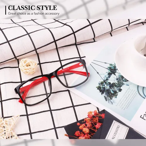 Vista 3 de GQUEEN Gafas transparentes falsas sin receta para lentes de sol, marco rectangular, 201512