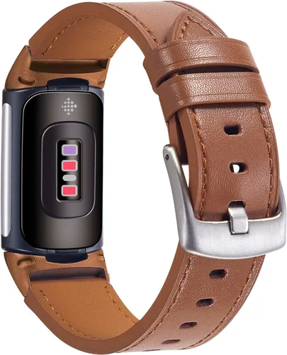Vista 11 de Nigaee Leather Bands Compatible with Fitbit Charge 5,Replacement Genuine Leather Straps for Women Men,Soft Leather Adjustable Watch Band Replacement