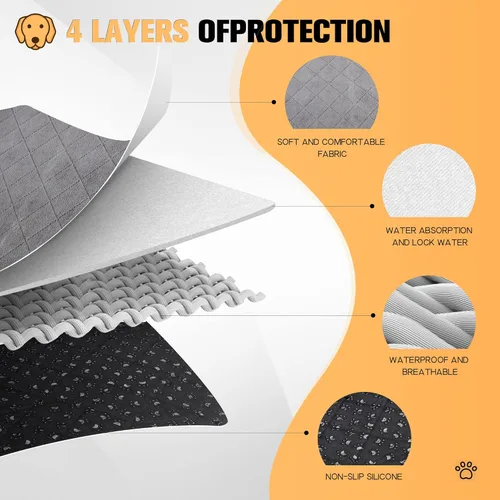 Vista 3 de Almohadilla lavable para orina de perro, extra grande de 72 x 72 pulgadas, almohadillas lavables para orina para perros, absorbe mucha orina