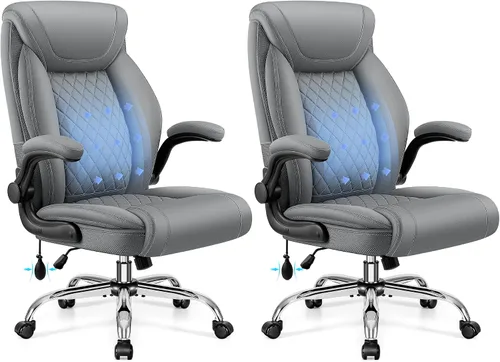 Vista 21 de BestGlory Silla de oficina ejecutiva con soporte lumbar, silla de escritorio ergonómica grande y alta, silla de cuero cómoda con respaldo alto