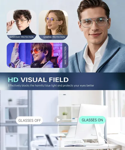 Vista 7 de ANYLUV Blue Light Glasses for Woman/Men, Blue Light Blocking Glasses Women Computer Gaming Glasses for Eye Protection